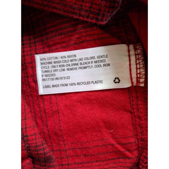 Ava & Viv Flannel Shirt XL Red Black Plaid Button Front Long Sleeve Cabincore - Picture 5 of 9